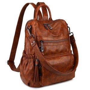 Travel Backpack Purse for Women Vegan Leather Ladies Fashion Tassel Shoulder😏